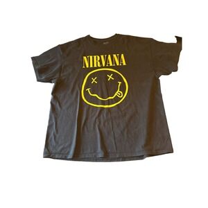 Nirvana Black & Yellow Smiley Face T-Shirt 2XL 100% Cotton